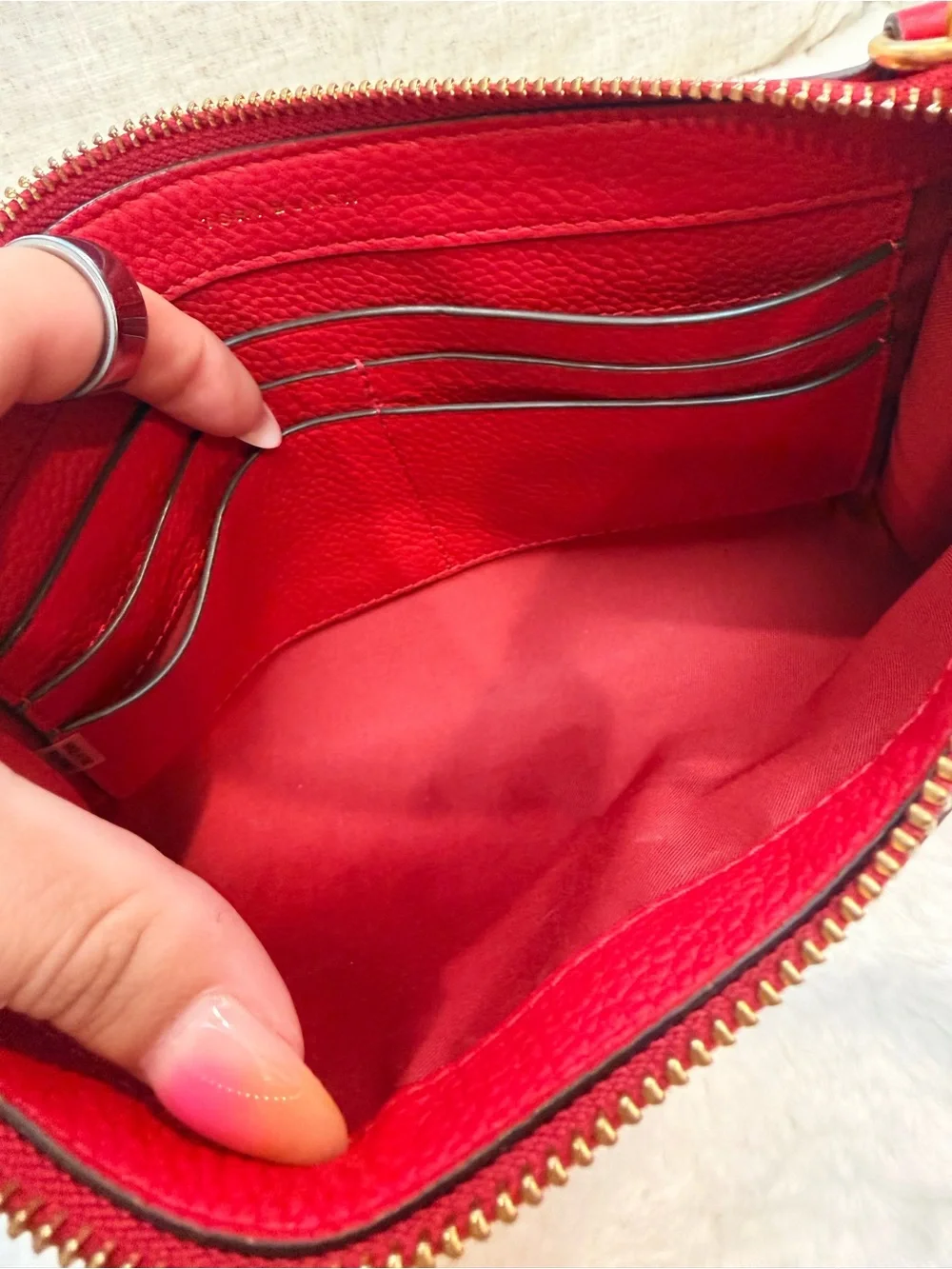 Tory Burch Red Pebbled Leather Crossbody with Gold Emblem